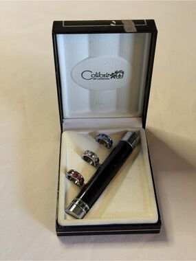 Colibri Men’s Black Cufflink Set with Multi-Colored Accent Rings